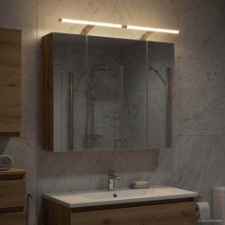 Szafka z lustrem do łazienki Ze LED Lights Dąb rzemieślniczy