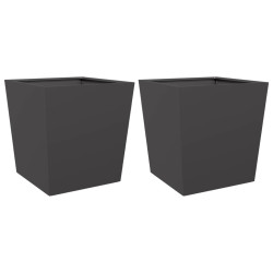 Donice ogrodowe, czarne, 2 szt., 50x50x50 cm, stal