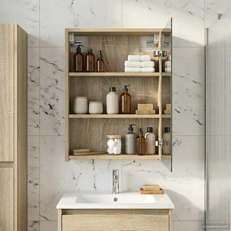 Szafka z lustrem do łazienki Dąb Sonoma 43 x 16 x 62.5 cm