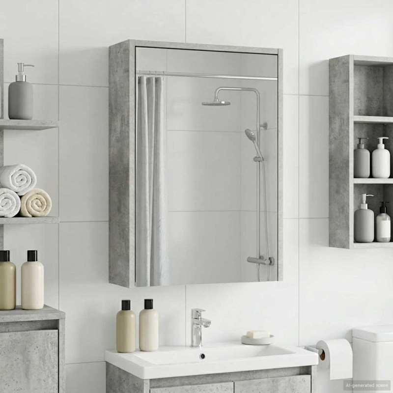 Szafka z lustrem do łazienki Betonowy szary 43 x 16 x 62.5 cm