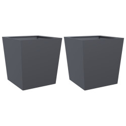Donice ogrodowe, antracytowe, 2 szt., 50x50x50 cm, stal