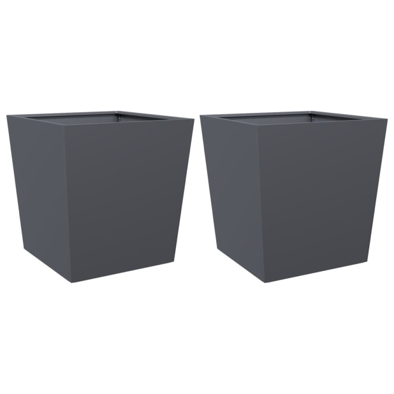 Donice ogrodowe, antracytowe, 2 szt., 50x50x50 cm, stal