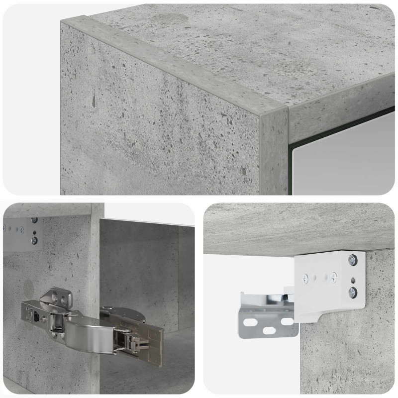 Szafka z lustrem do łazienki Betonowy szary 43 x 16 x 62.5 cm