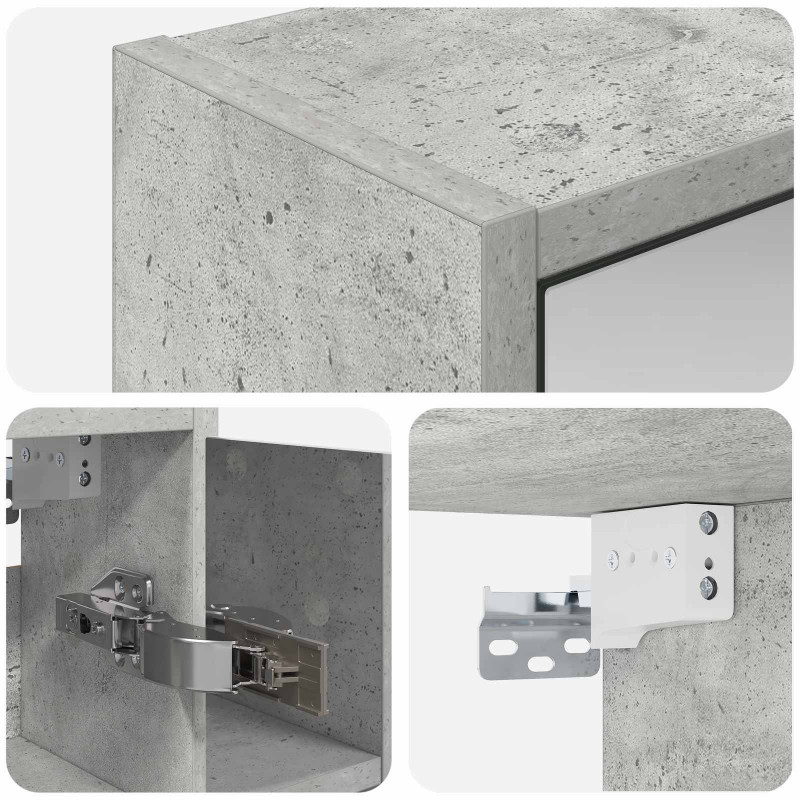 Szafka z lustrem do łazienki Betonowy szary 63,5 x 16 x 62,5 cm