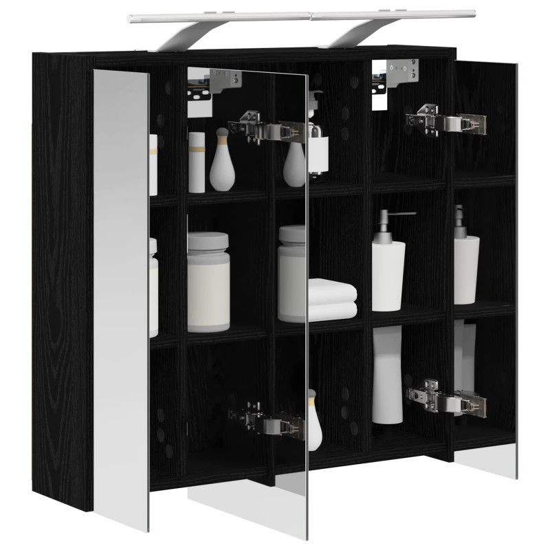 Szafka z lustrem do łazienki Czarny Dąb 63,5 x 16 x 62,5 cm