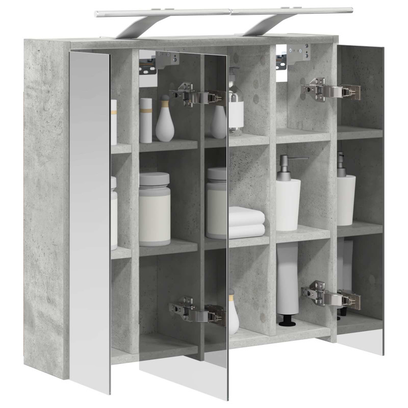 Szafka z lustrem do łazienki Betonowy szary 63,5 x 16 x 62,5 cm