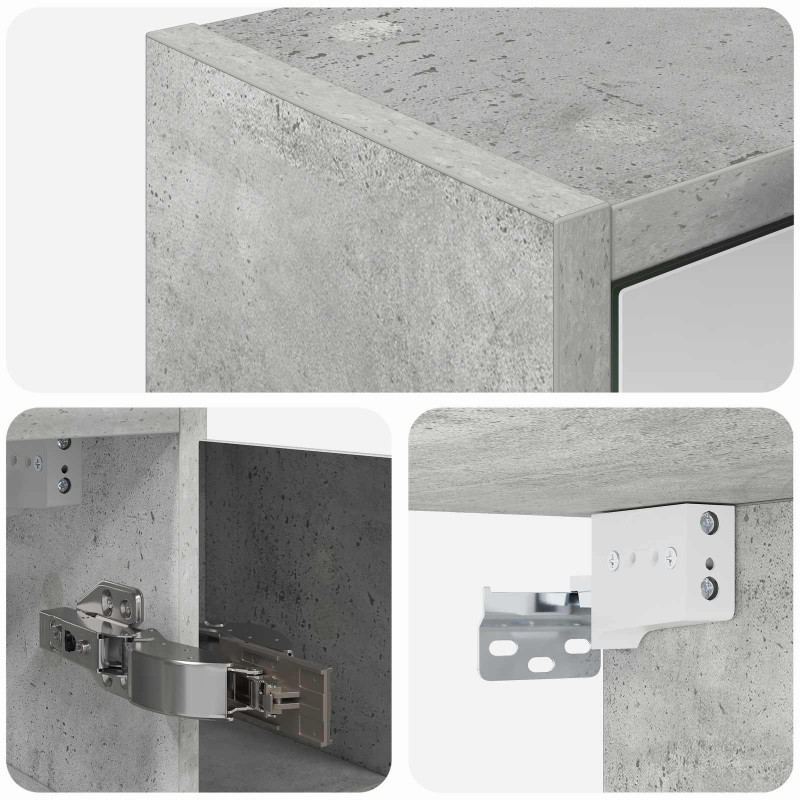 Szafka z lustrem do łazienki Betonowy szary 63,5 x 16 x 62,5 cm