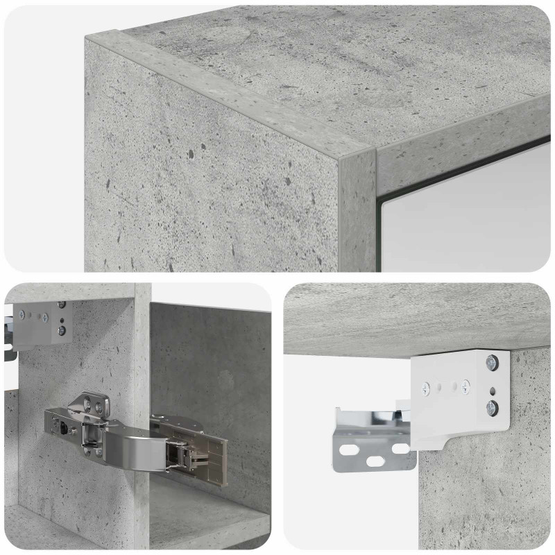 Szafka z lustrem do łazienki Betonowy szary 73,5 x 16 x 62,5 cm