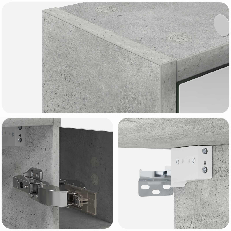 Szafka z lustrem do łazienki Betonowy szary 73,5 x 16 x 62,5 cm