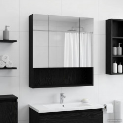 Szafka z lustrem do łazienki Czarny Dąb 60 x 14.5 x 70 cm