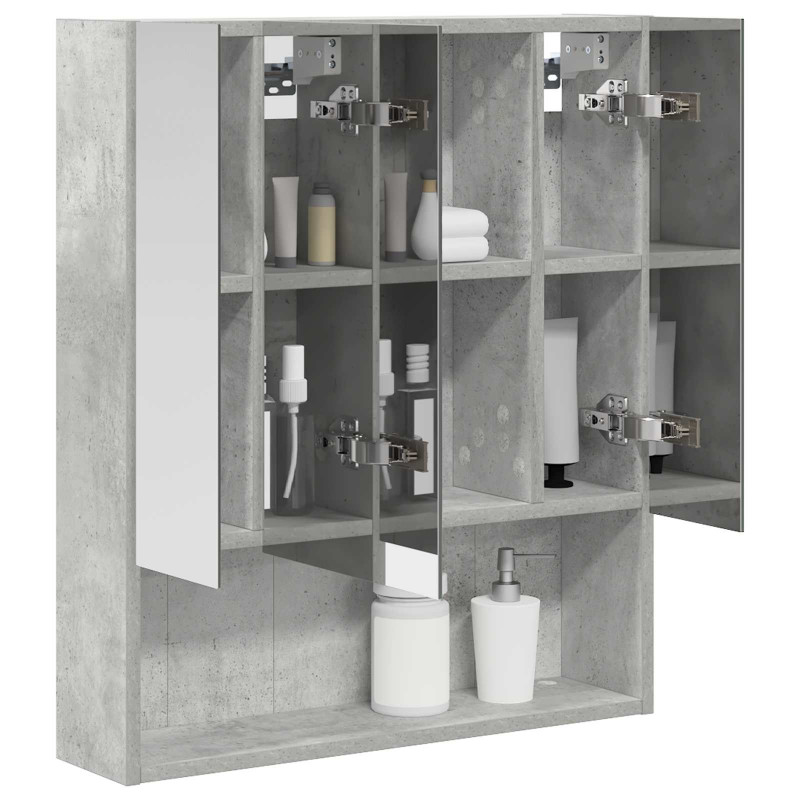Szafka z lustrem do łazienki Betonowy szary 60 x 14.5 x 70 cm