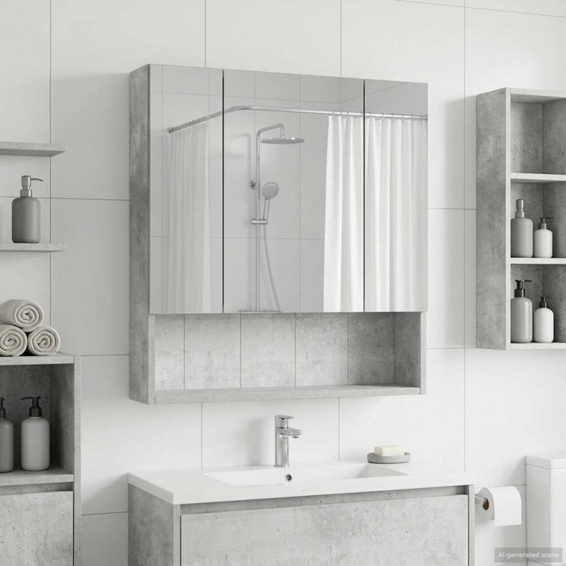 Szafka z lustrem do łazienki Betonowy szary 60 x 14.5 x 70 cm