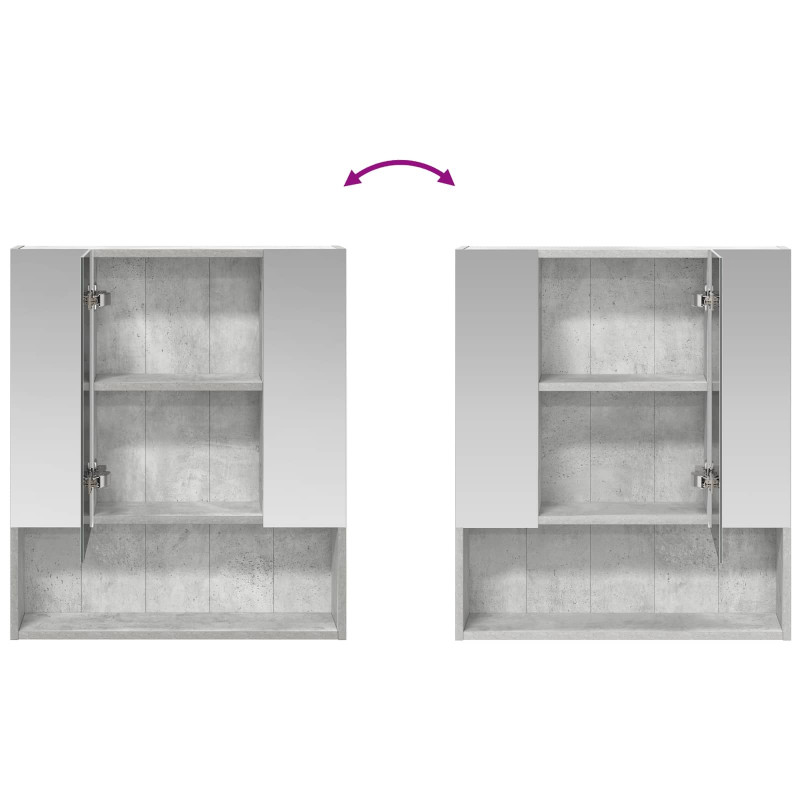 Szafka z lustrem do łazienki Betonowy szary 60 x 14.5 x 70 cm