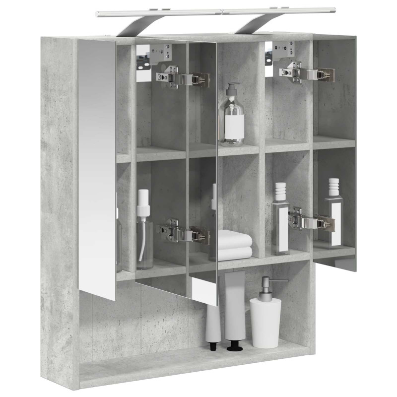 Szafka z lustrem do łazienki Betonowy szary 60 x 14.5 x 70 cm