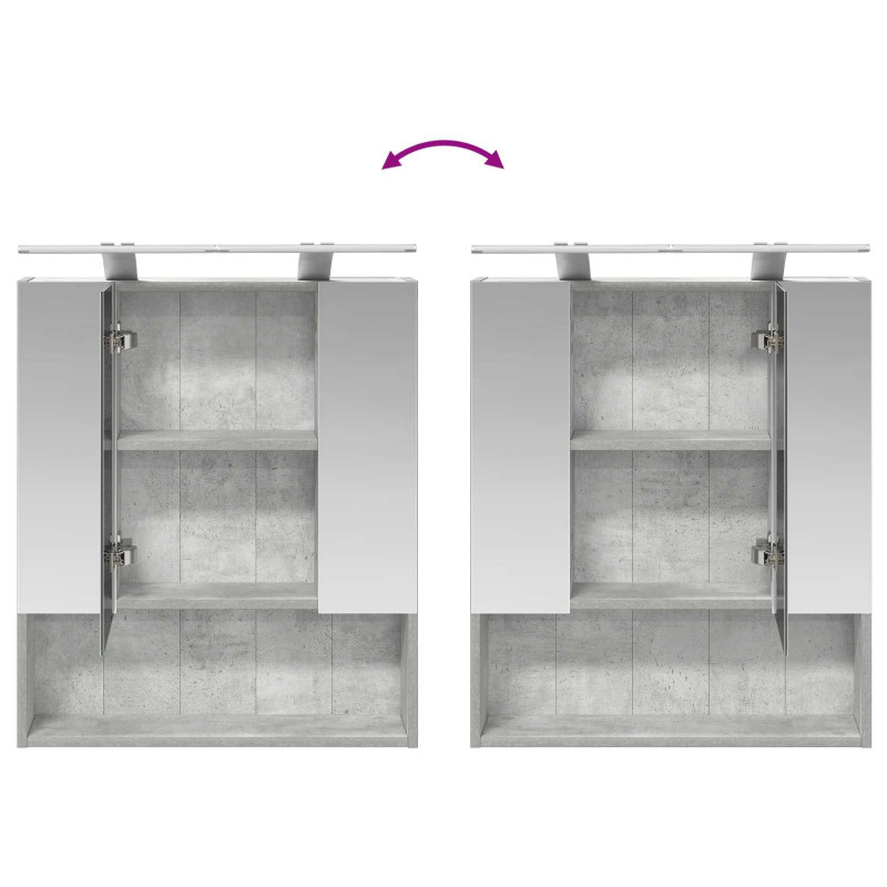 Szafka z lustrem do łazienki Betonowy szary 60 x 14.5 x 70 cm