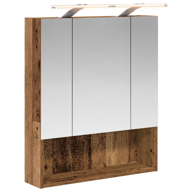Szafka z lustrem do łazienki Stare drewno 60 x 14.5 x 70 cm
