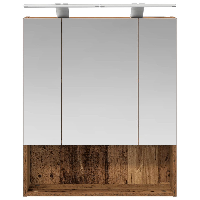 Szafka z lustrem do łazienki Stare drewno 60 x 14.5 x 70 cm
