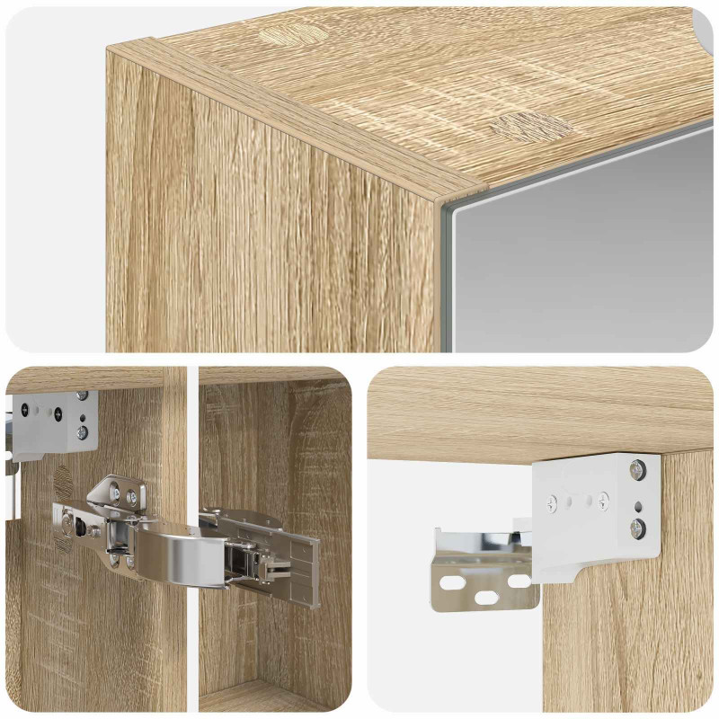 Szafka z lustrem do łazienki Dąb Sonoma 50 x 14,5 x 70 cm