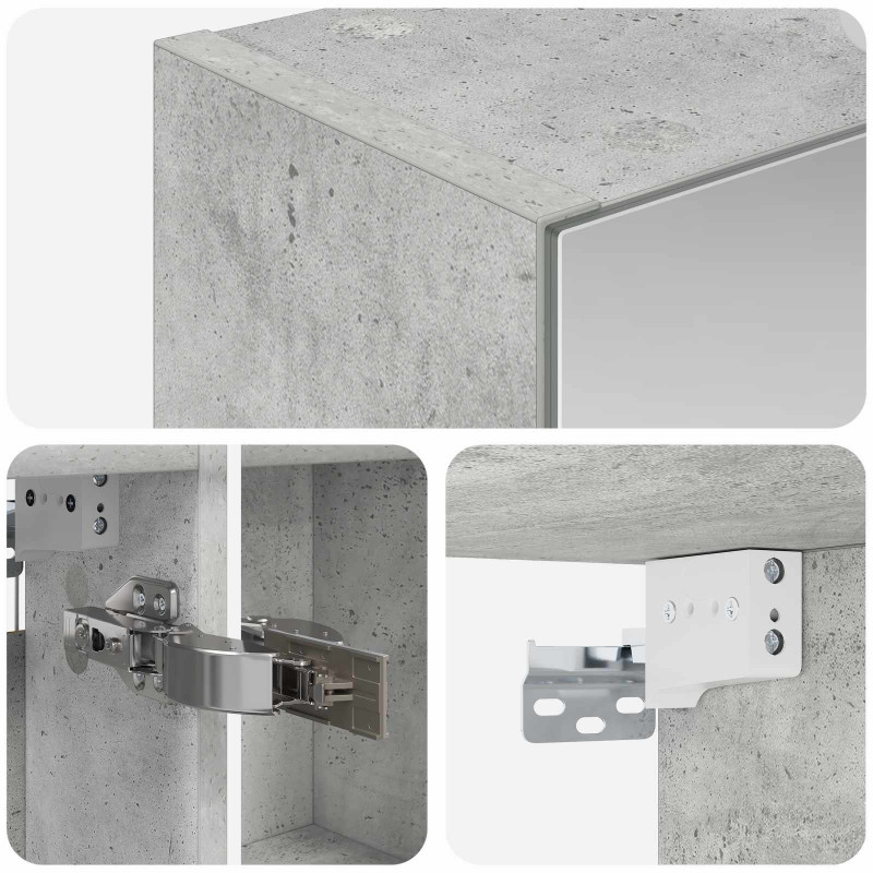 Szafka z lustrem do łazienki Betonowy szary 50 x 14,5 x 70 cm