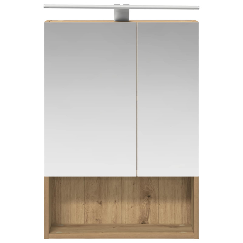 Szafka z lustrem do łazienki Ze LED Lights Dąb rzemieślniczy