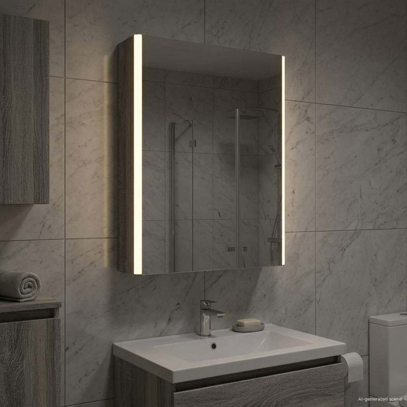 Szafka z lustrem do łazienki Szary Sonoma 43 x 11,5 x 60,5 cm
