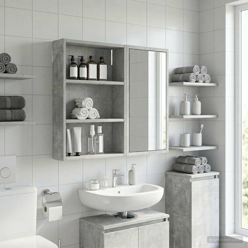 Szafka ścienna łazienkowa Betonowy Szary 40 x 10 x 60,5 cm