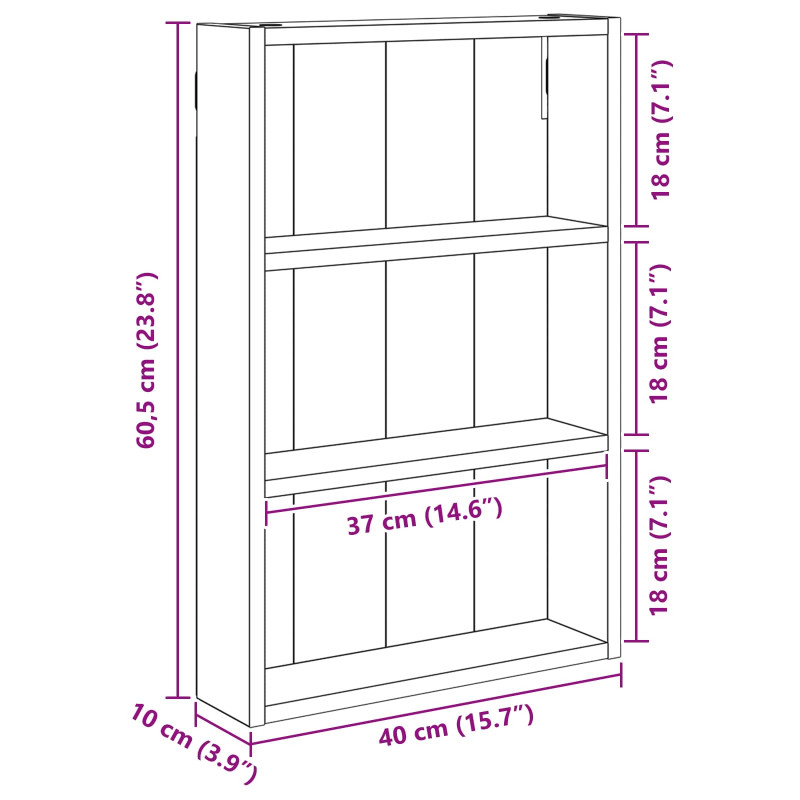 Szafka ścienna łazienkowa Betonowy Szary 40 x 10 x 60,5 cm