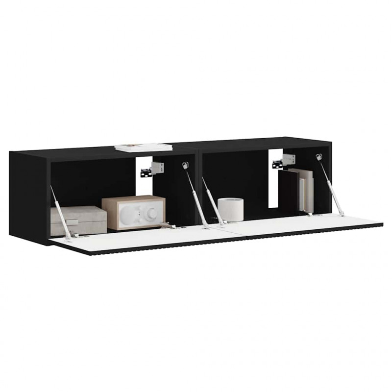 Szafka pod telewizor 2 pcs Czarny 60 x 31 x 29,5 cm