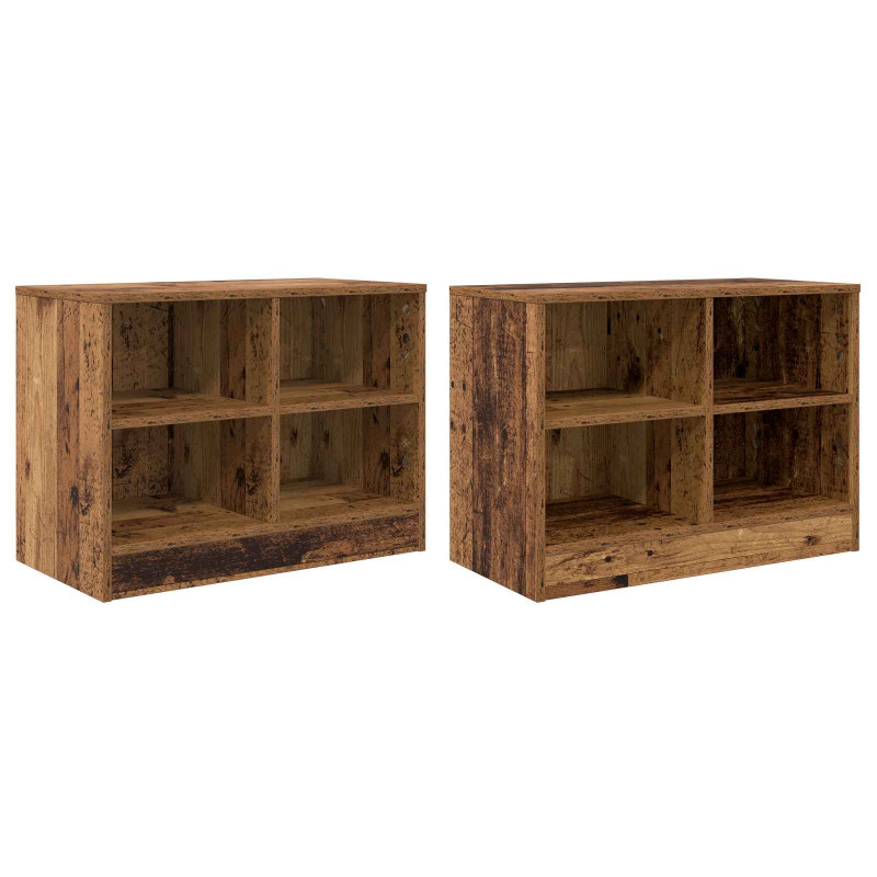 Szafka pod łóżko z półką 2 pcs Stare drewno 66 x 33 x 48 cm