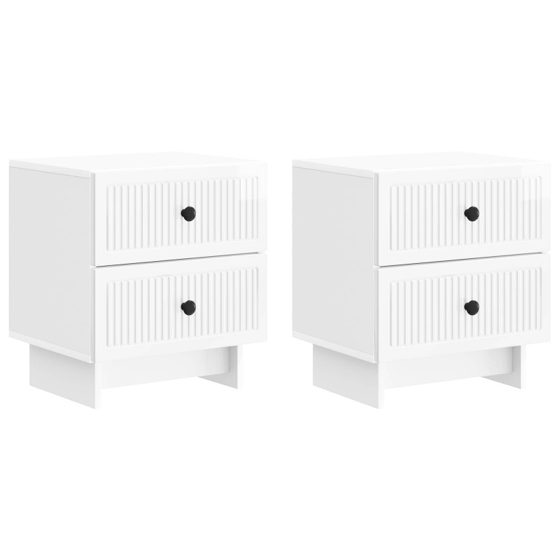 Szafka Nocna 2 pcs Biały wysoki połysk 43 x 34,5 x 47,5 cm