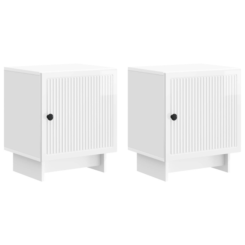 Szafka Nocna 2 pcs Biały wysoki połysk 43 x 34,5 x 50 cm