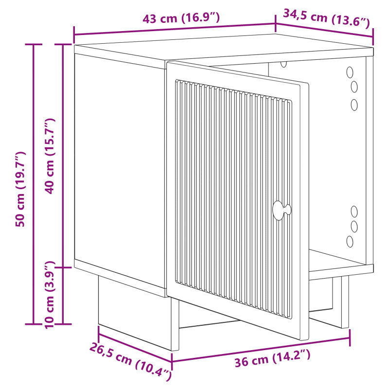 Szafka Nocna 2 pcs Stare drewno 43 x 34,5 x 50 cm