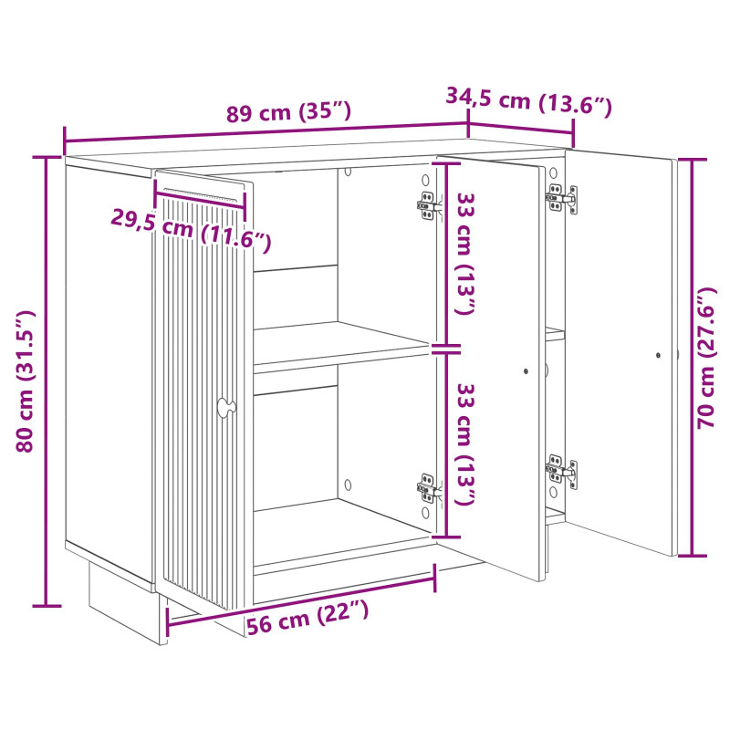 Bufet Szary Sonoma 89 x 34,5 x 80 cm Drewno inżynieryjne