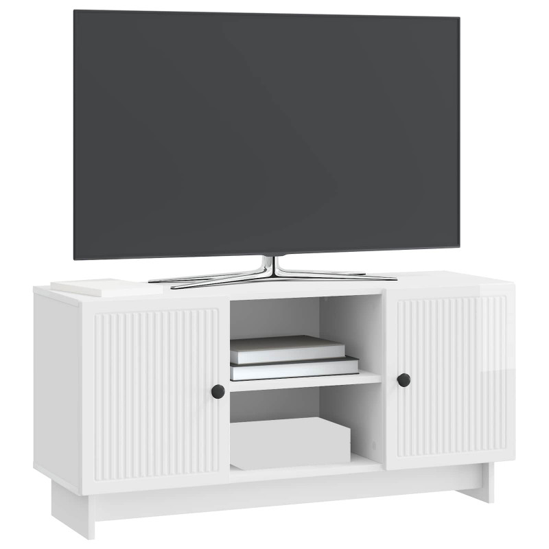 Szafka pod telewizor 102 x 34,5 x 50 cm Biały wysoki połysk