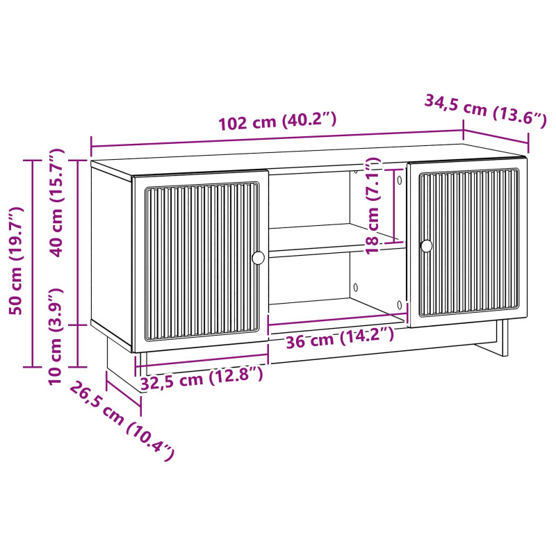 Szafka pod telewizor 102 x 34,5 x 50 cm Stare drewno