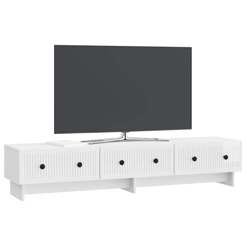 Szafka pod telewizor Biały wysoki połysk 147 x 34,5 x 30 cm