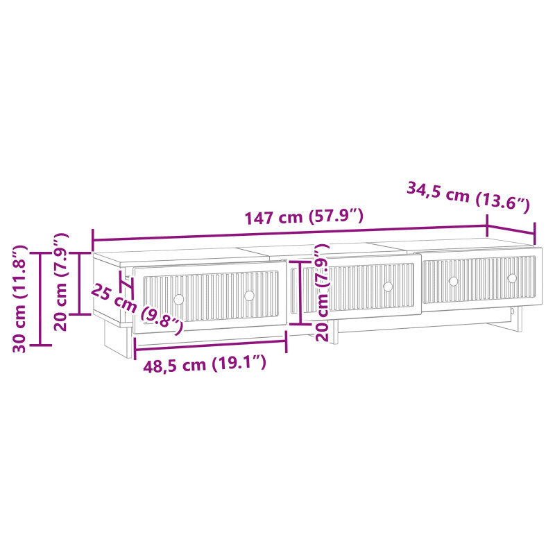 Szafka pod telewizor z szufladą Stare drewno 147 x 34,5 x 30 cm