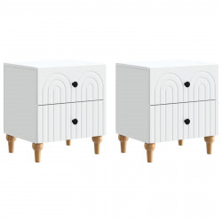 Szafka Nocna 2 pcs Biały 43 x 34,5 x 48 cm Drewno inżynieryjne