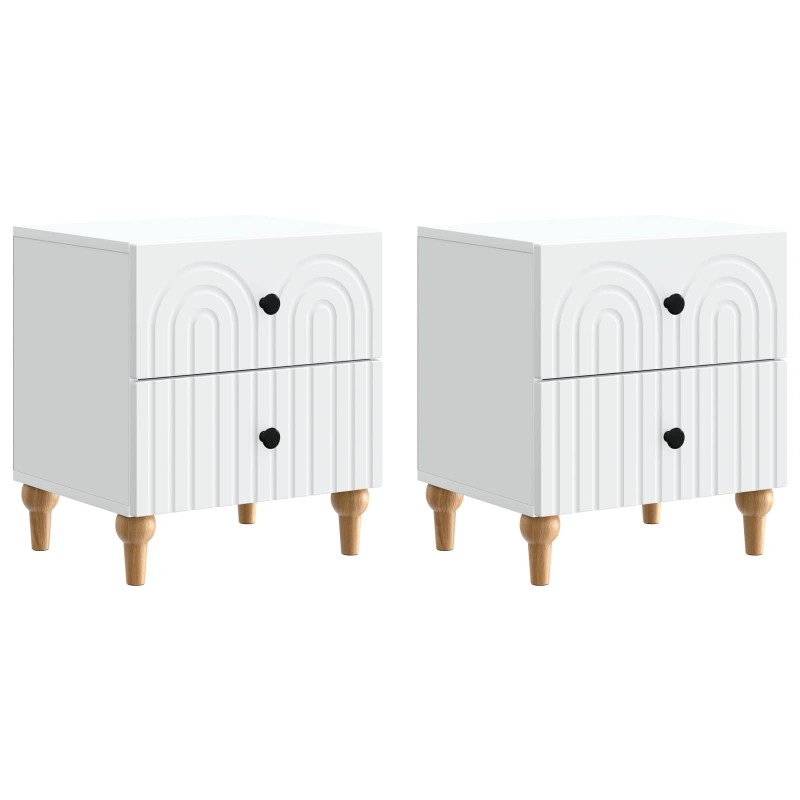 Szafka Nocna 2 pcs Biały 43 x 34,5 x 48 cm Drewno inżynieryjne
