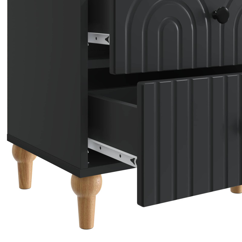 Szafka Nocna 2 pcs Czarny 43 x 34,5 x 48 cm Drewno inżynieryjne