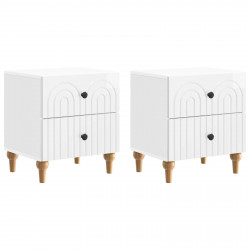 Szafka Nocna 2 pcs Biały wysoki połysk 43 x 34,5 x 48 cm