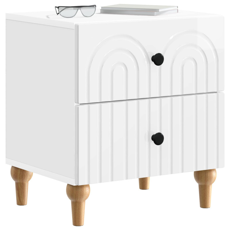 Szafka Nocna 2 pcs Biały wysoki połysk 43 x 34,5 x 48 cm