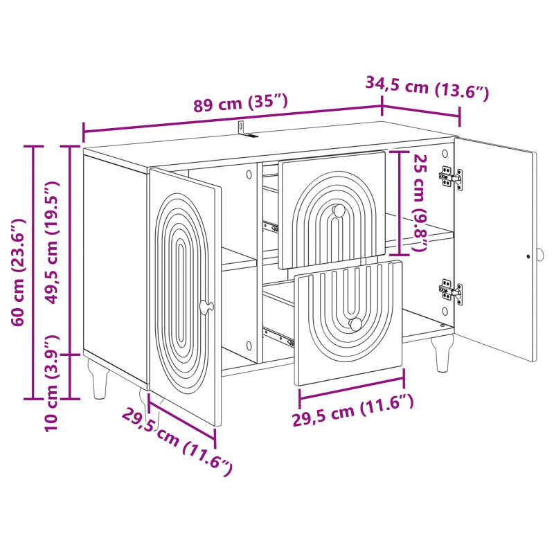 Szafka pod telewizor z szufladą Czarny 89 x 34,5 x 60 cm