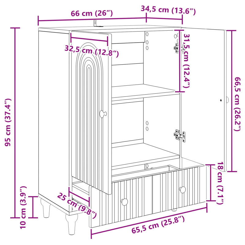 Bufet Betonowy szary 66 x 34,5 x 95 cm Drewno inżynieryjne