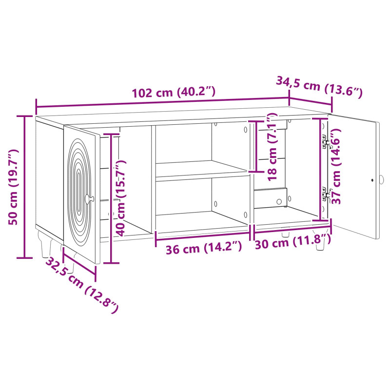 Szafka pod telewizor dąb Sonoma 102 x 34,5 x 50 cm