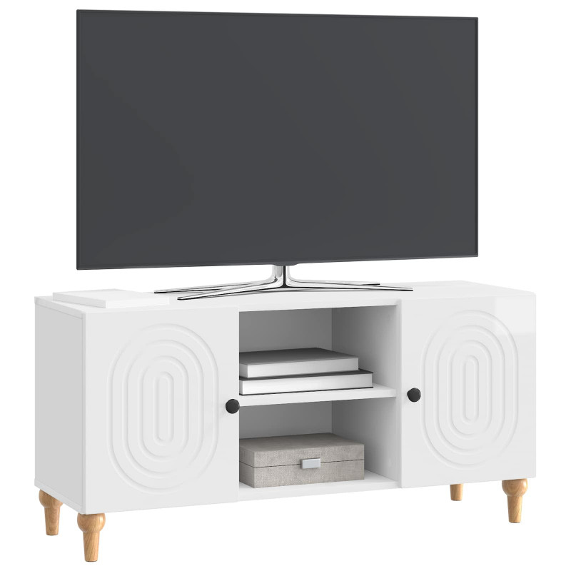 Szafka pod telewizor Biały wysoki połysk 102 x 34,5 x 50 cm