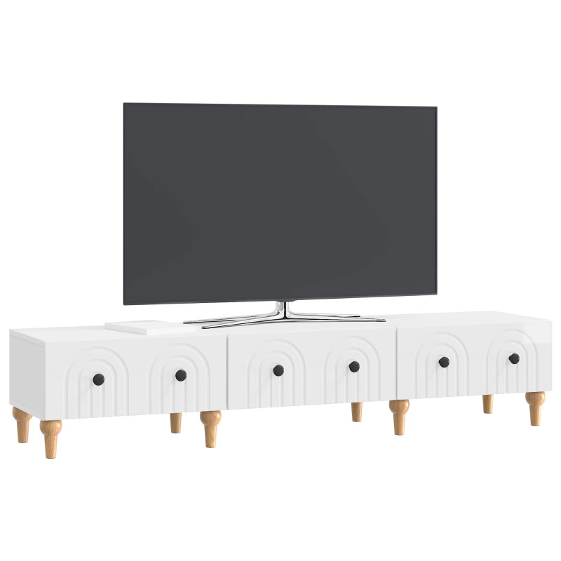 Szafka pod telewizor Biały wysoki połysk 147 x 34,5 x 30 cm