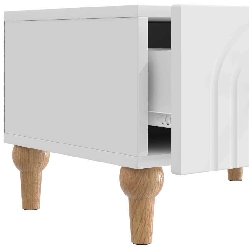 Szafka pod telewizor Biały wysoki połysk 147 x 34,5 x 30 cm