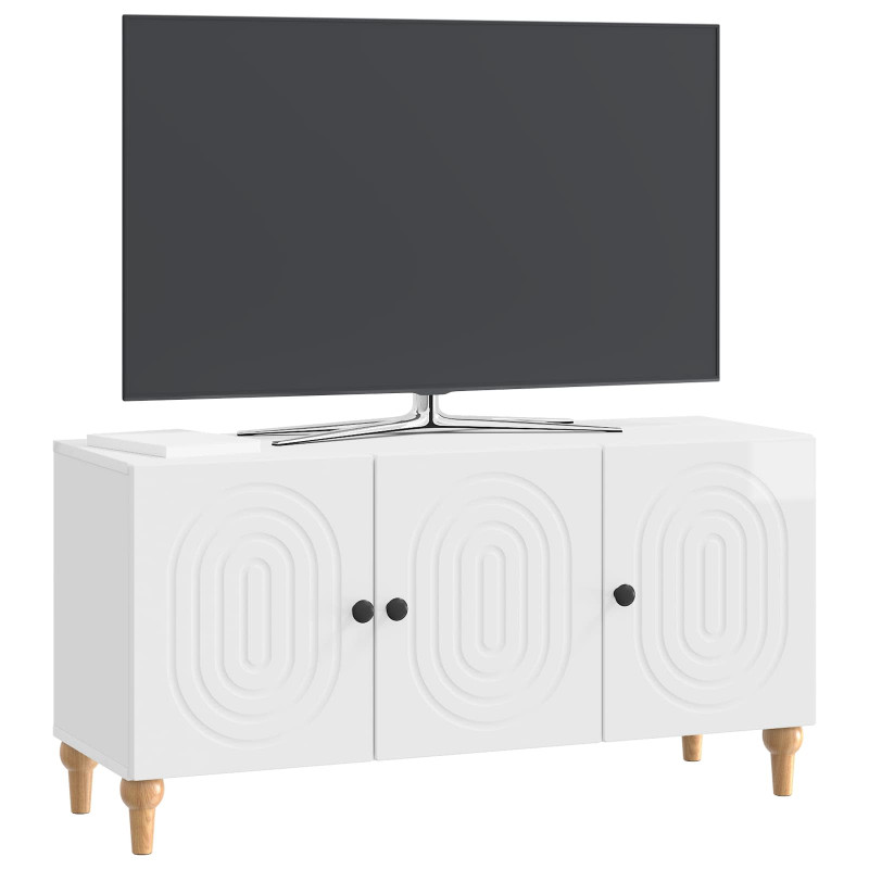 Szafka pod telewizor Biały wysoki połysk 99 x 34,5 x 50 cm