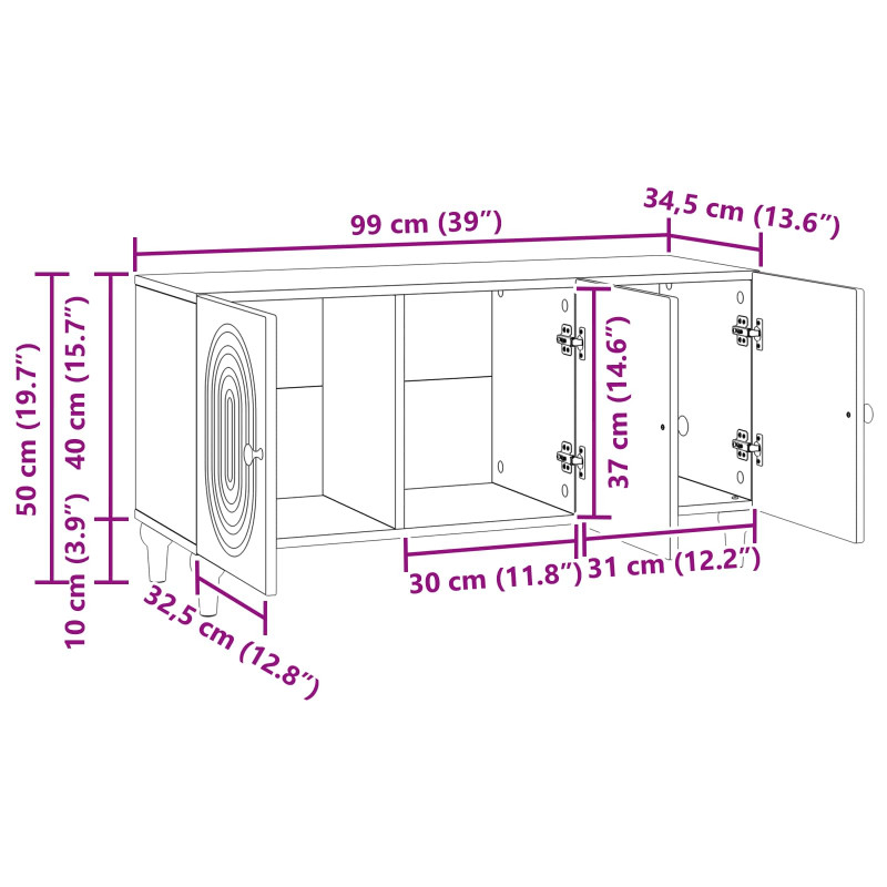 Szafka pod telewizor Stare drewno 99 x 34,5 x 50 cm